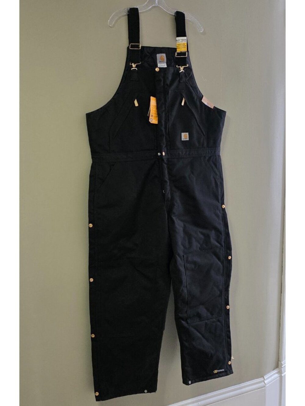 Carhartt Overalls Mens 42x30 R33 Black Yukon Extremes Zip To Waist Bib Work NEW